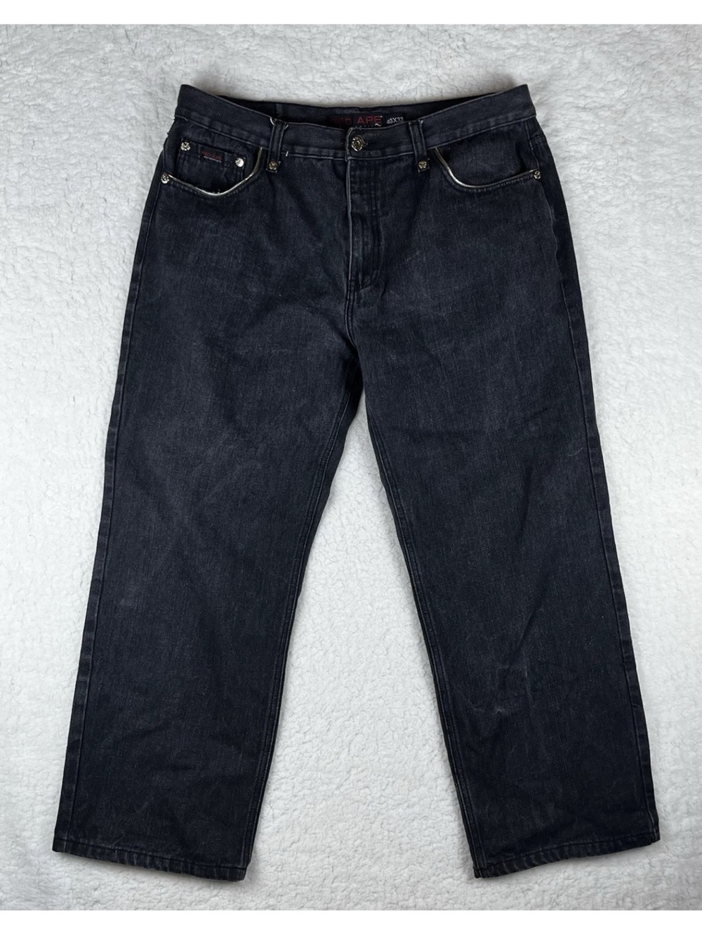 Vintage Y2K Red Ape 40x29 Baggy Black Denim Jean Pants Embroidered Logo Skater